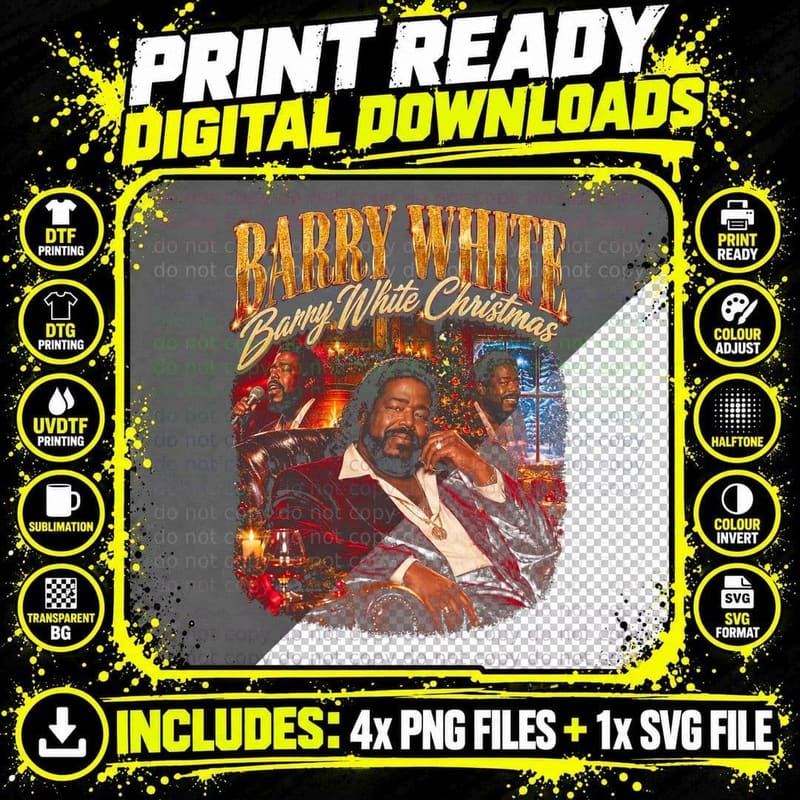 Barry White Christmas Soul Velvet Voice Retro Vintage Png SVG Digital Bundle