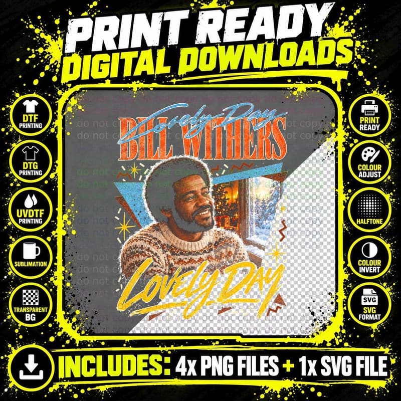 Bill Withers Lovely Day Christmas Jumper Soul Retro Png SVG Digital Bundle