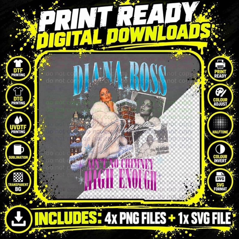 Diana Ross Ain't No Mountain High Enough Christmas Png SVG Digital Bundle