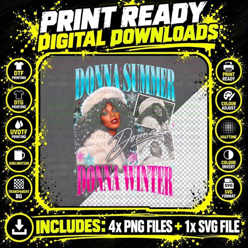 Donna Summer Donna Winter Christmas Disco Retro Halftone Png SVG Digital Bundle