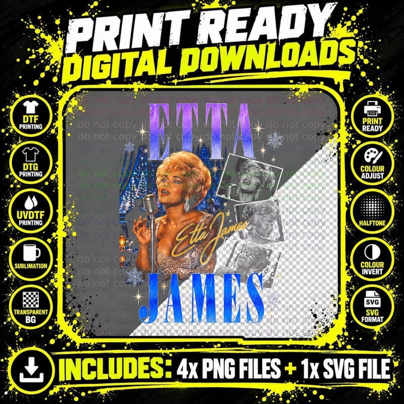Etta James Christmas Blues Soul Retro Vintage Gift Png SVG Digital Bundle