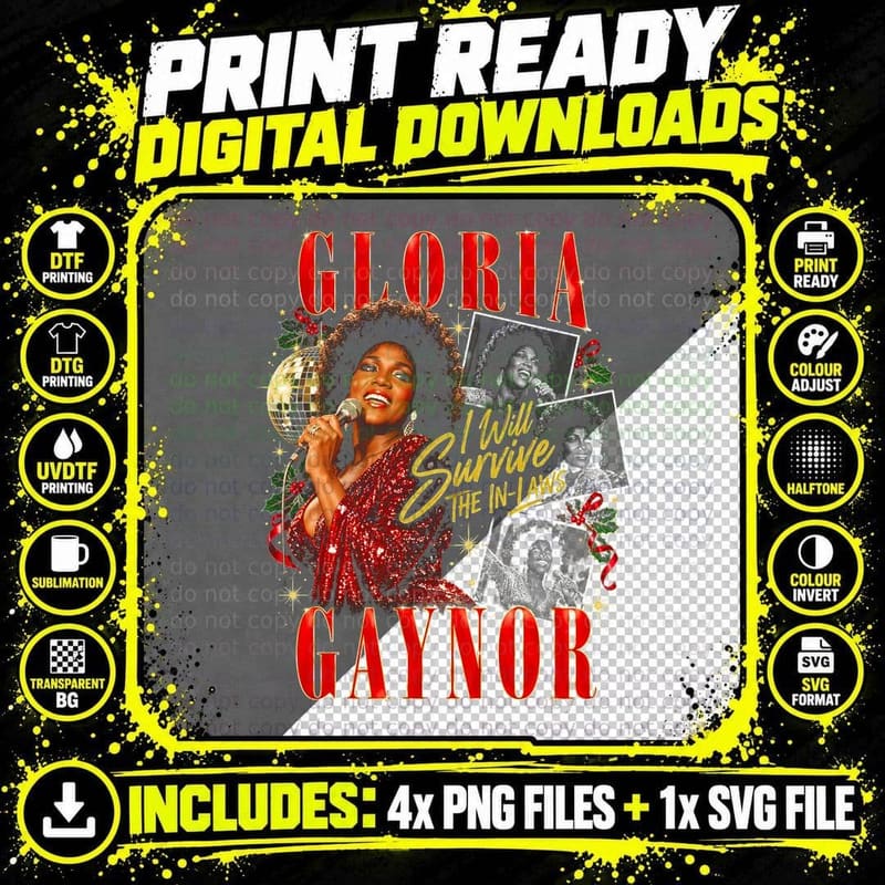 Gloria Gaynor I Will Survive The In-Laws Christmas Png SVG Digital Bundle