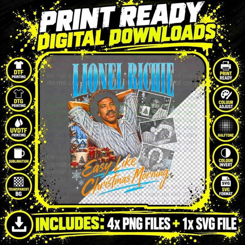 Lionel Richie Easy Like Christmas Morning Retro 80s Png SVG Digital Bundle