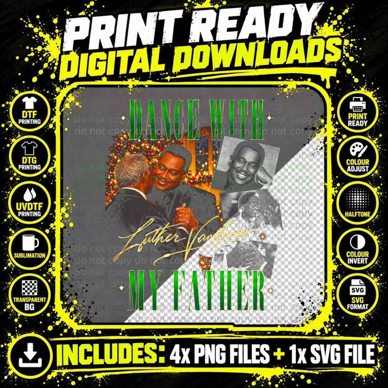 Luther Vandross Dance With My Father Christmas Retro Png SVG Digital Bundle