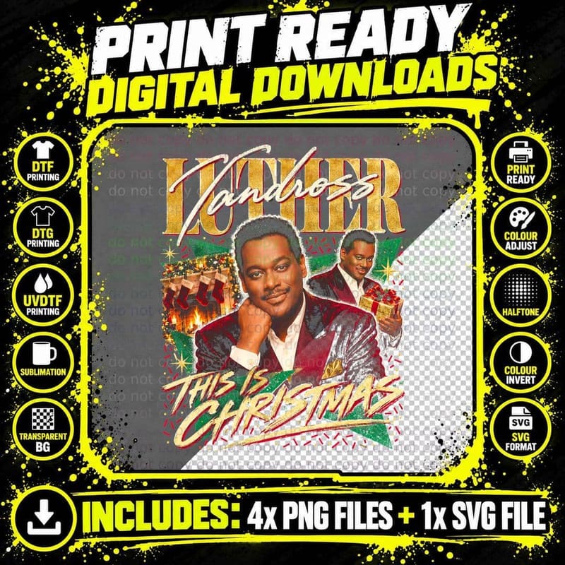 Luther Vandross This Is Christmas Soul Retro Vintage Png SVG Digital Bundle