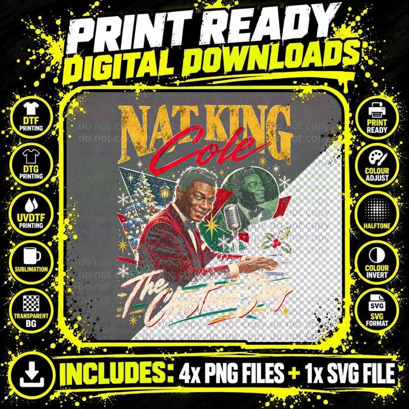 Nat King Cole The Christmas Song Chestnuts Retro Vintage Png SVG Digital Bundle