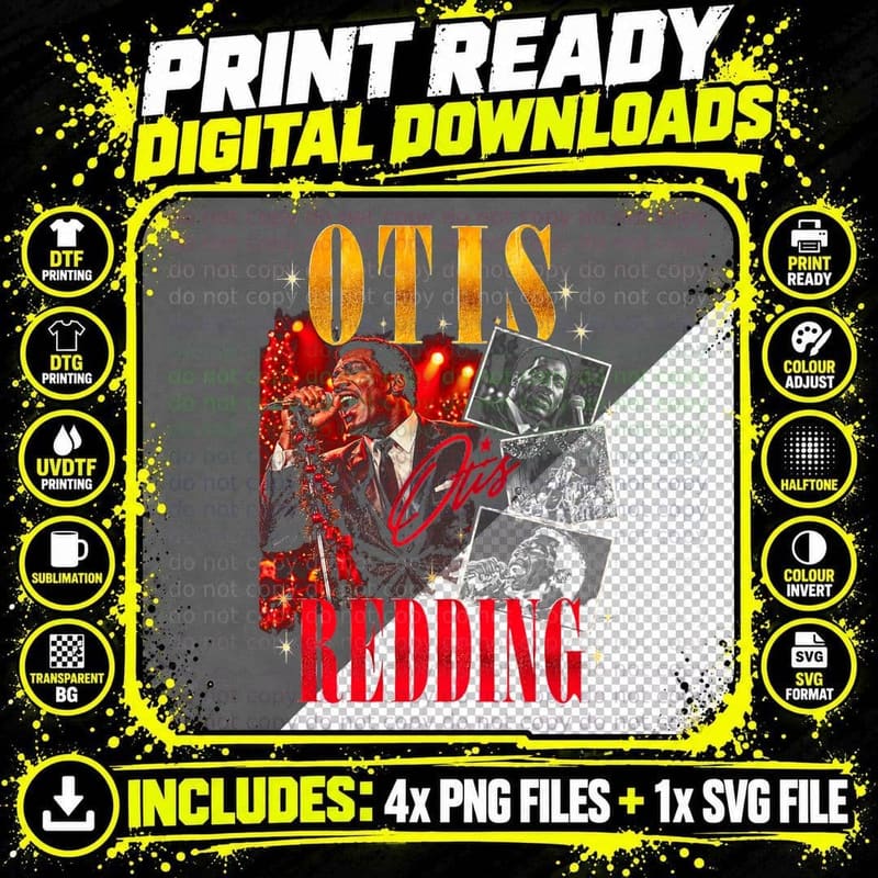 Otis Redding Christmas Soul Red Stage Retro Vintage Gift Png SVG Digital Bundle