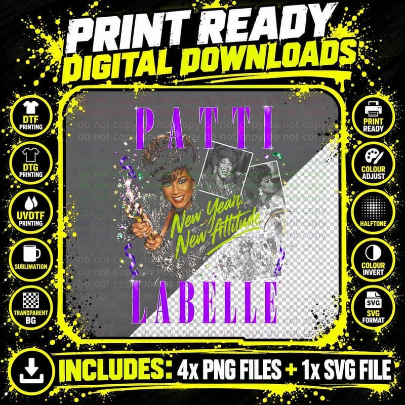 Patti LaBelle New Year New Attitude Christmas Retro Png SVG Digital Bundle