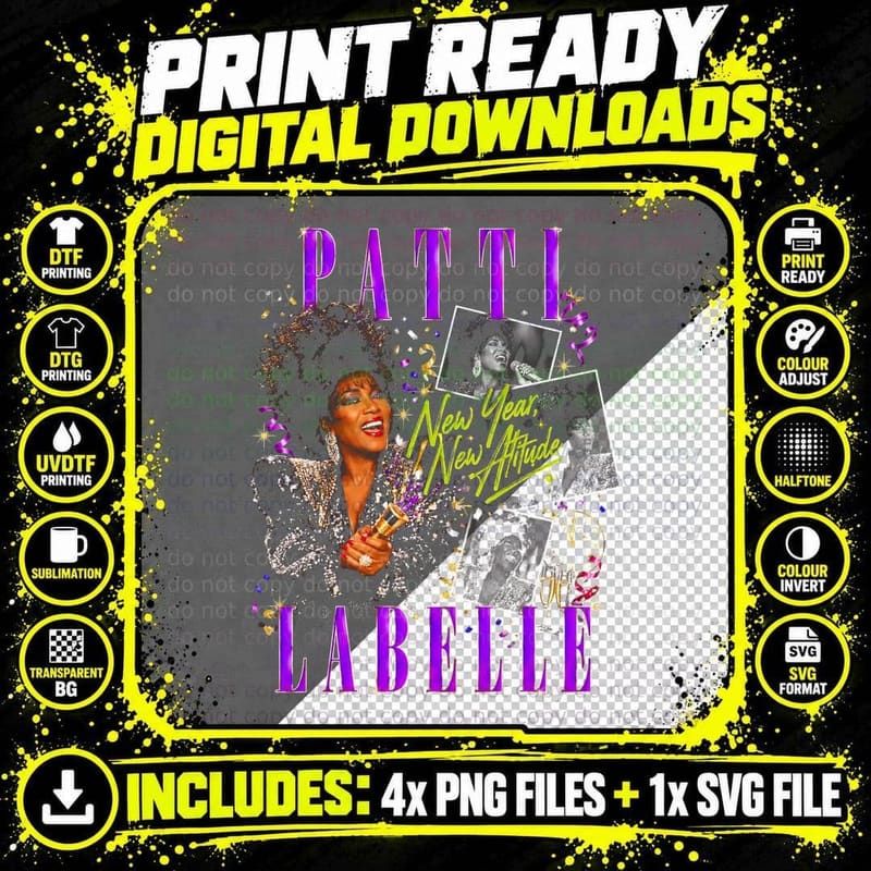 Patti LaBelle New Year New Attitude Party Soul Retro Png SVG Digital Bundle