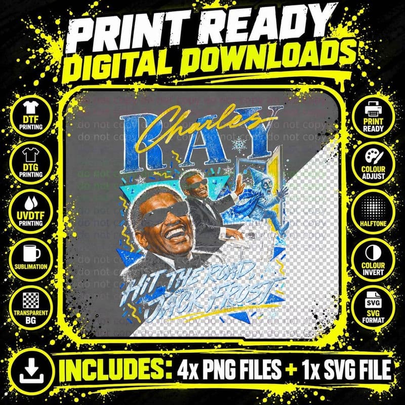 Ray Charles Hit The Road Jack Frost Christmas Retro Png SVG Digital Bundle