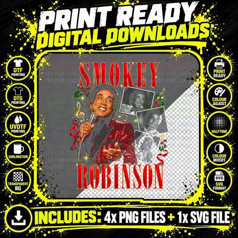 Smokey Robinson Christmas Soul Retro Vintage Gift Png SVG Digital Bundle
