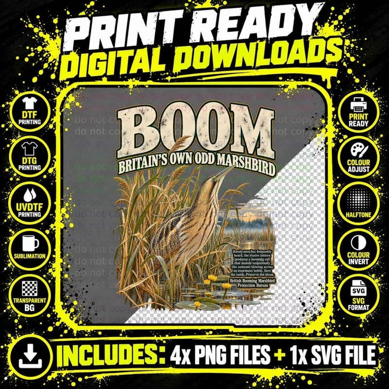 Bittern Vintage Wildlife Conservation Parody British Png SVG Digital Bundle