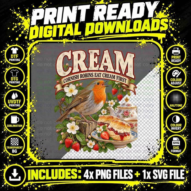 Cornish Chough Vintage Wildlife Conservation Parody Png SVG Digital Bundle