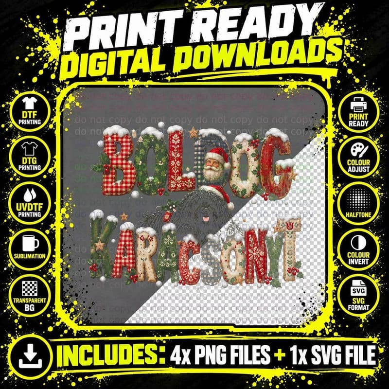Hungary Christmas Greeting Pattern Letters Xmas Gift Png SVG Digital Bundle