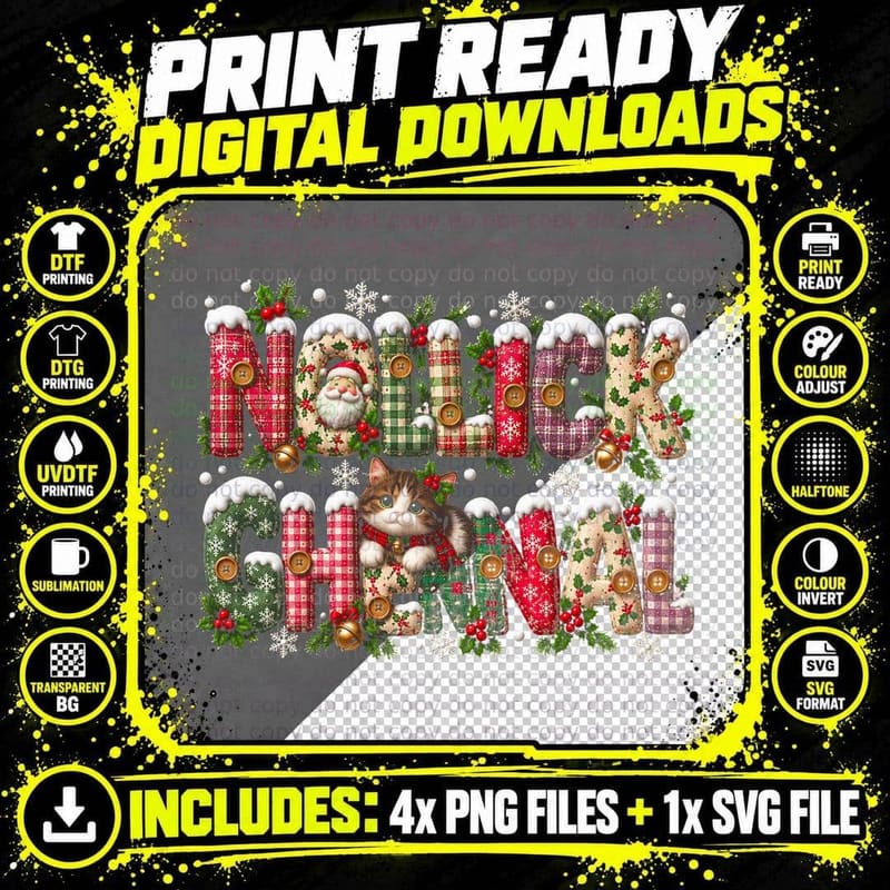 Manx Christmas Greeting Pattern Letters Xmas Gift Png SVG Digital Bundle