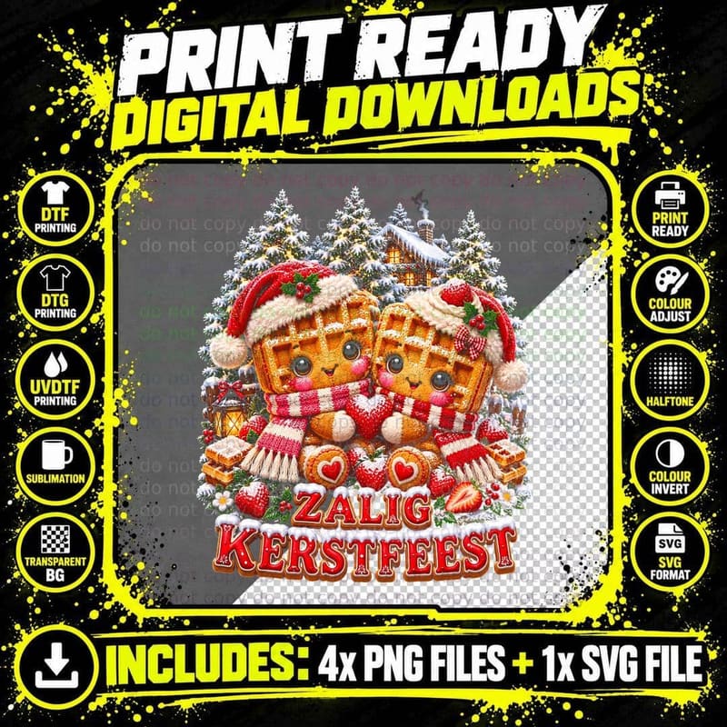 Belgian Waffle Christmas Strawberry Cute Plush Food Png SVG Digital Bundle