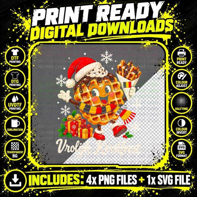 Dutch Rabbit Christmas Vrolijk Kerstfeest Cute Cartoon Png SVG Digital Bundle