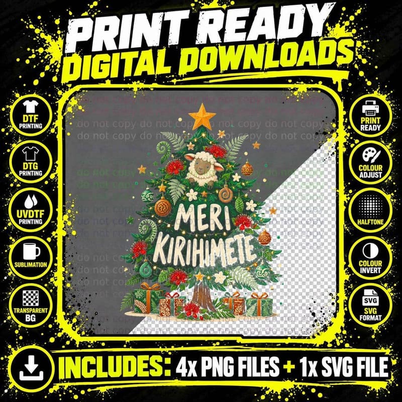Maori Christmas Sheep Meri Kirihimete New Zealand Png SVG Digital Bundle