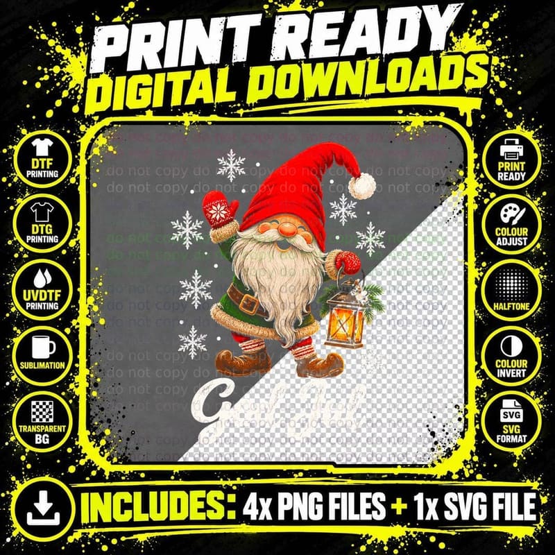 Norwegian Nisse Christmas Retro Scandinavian Folk God Png SVG Digital Bundle