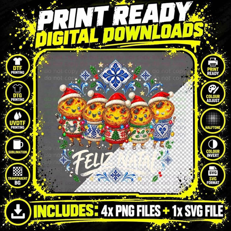 Portuguese Pastel de Nata Christmas Ugly Sweater Custard Png SVG Digital Bundle