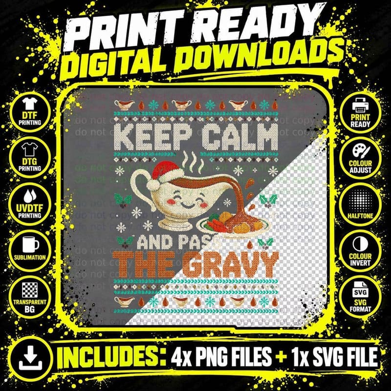 Gravy Boat Christmas Ugly Sweater Funny British Roast Png SVG Digital Bundle