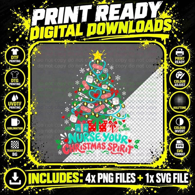 Nurse Christmas Nurse Your Christmas Spirit Funny Png SVG Digital Bundle