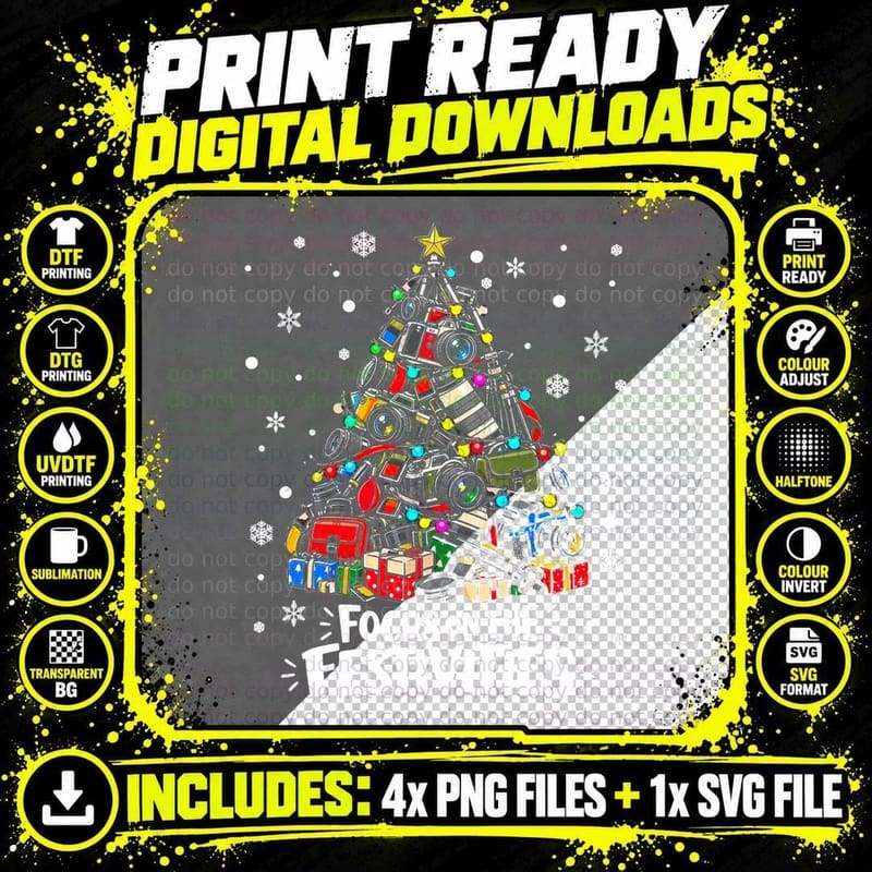 Photography Christmas Photographer Camera Lens Png SVG Digital Bundle