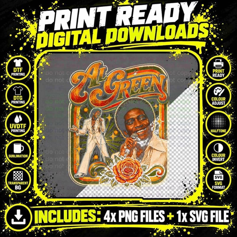 Al Green Vintage 70s Soul RnB Singer Retro Concert Png SVG Digital Bundle