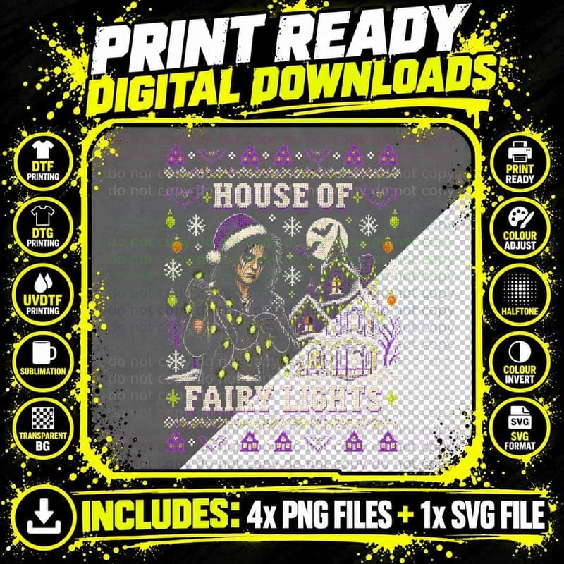 Alice Cooper Ugly Sweater Haunted Christmas Horror Rock Png SVG Digital Bundle