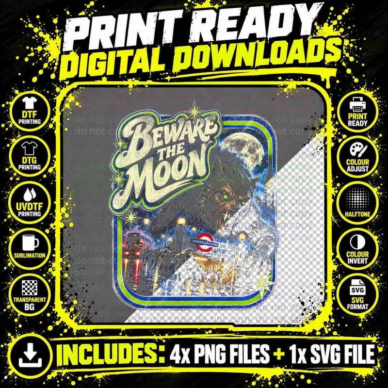 An American Werewolf in London (1981) Halftone T-Shirt Png SVG Digital Bundle