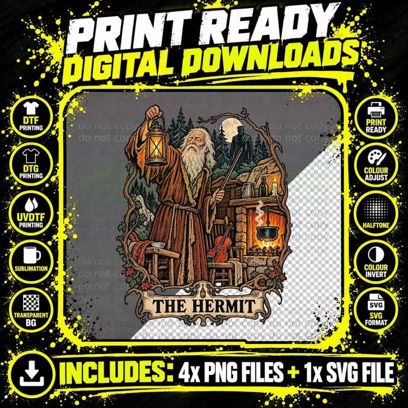Bride of Frankenstein Hermit Tarot Card Vintage Png SVG Digital Bundle