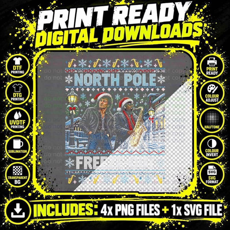 Bruce Springsteen — North Pole Freeze-Out Halftone Png SVG Digital Bundle