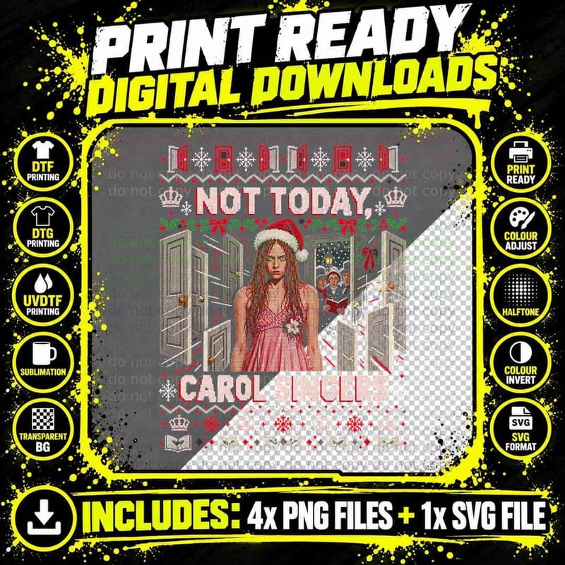 Carrie — Not Today, Carol Singers Halftone T-Shirt Png SVG Digital Bundle
