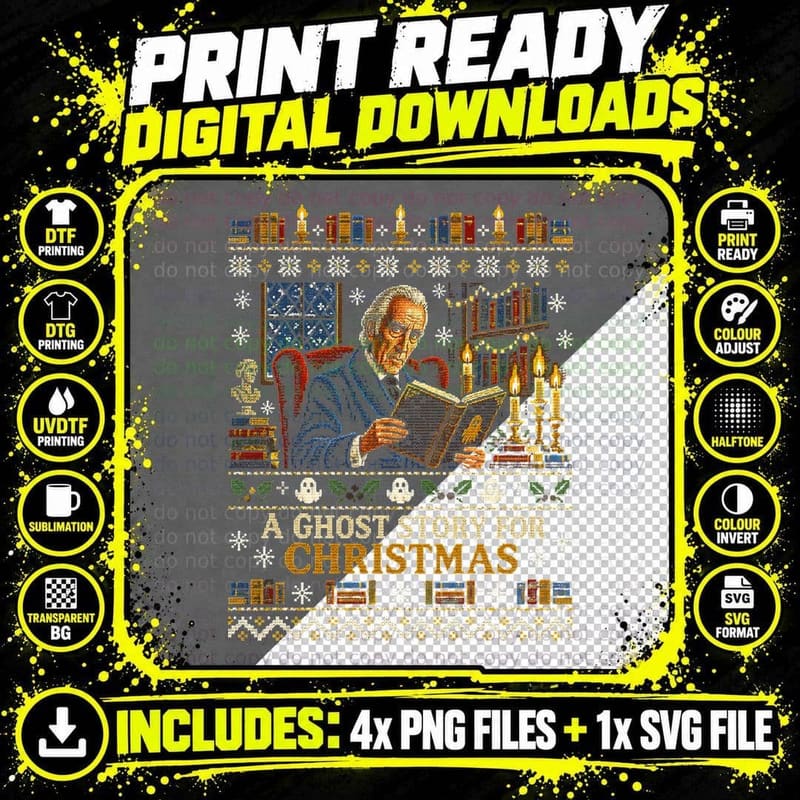 Christopher Lee Ghost Story for Christmas Ugly Sweater Png SVG Digital Bundle