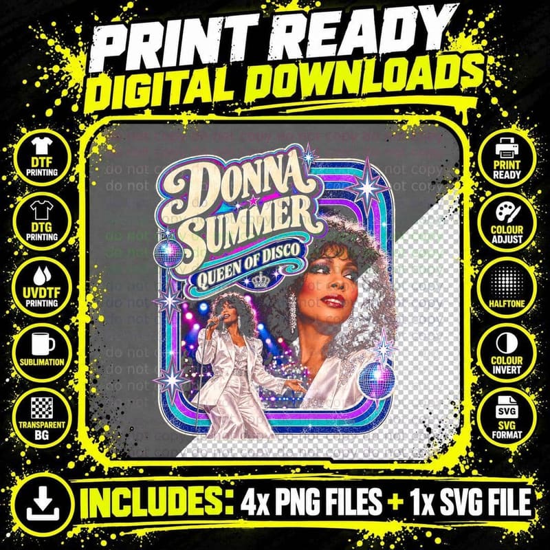 Donna Summer Vintage Disco Retro 1980s Dance Music Png SVG Digital Bundle