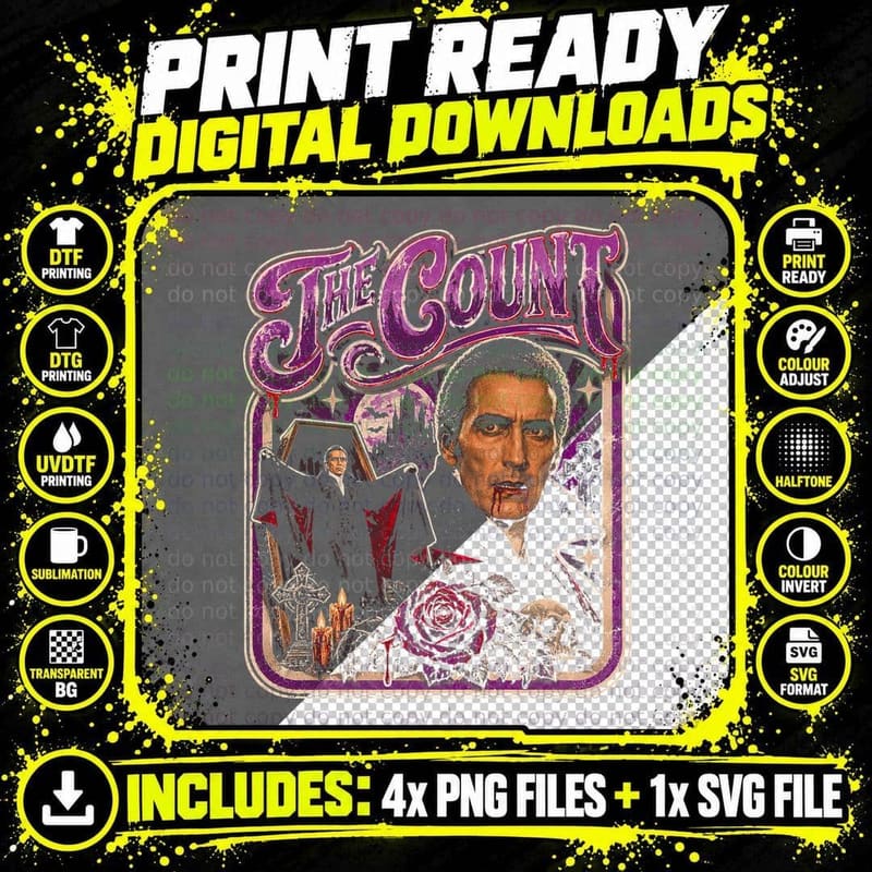 Dracula Prince of Darkness 1966 Retro Horror Christopher Png SVG Digital Bundle