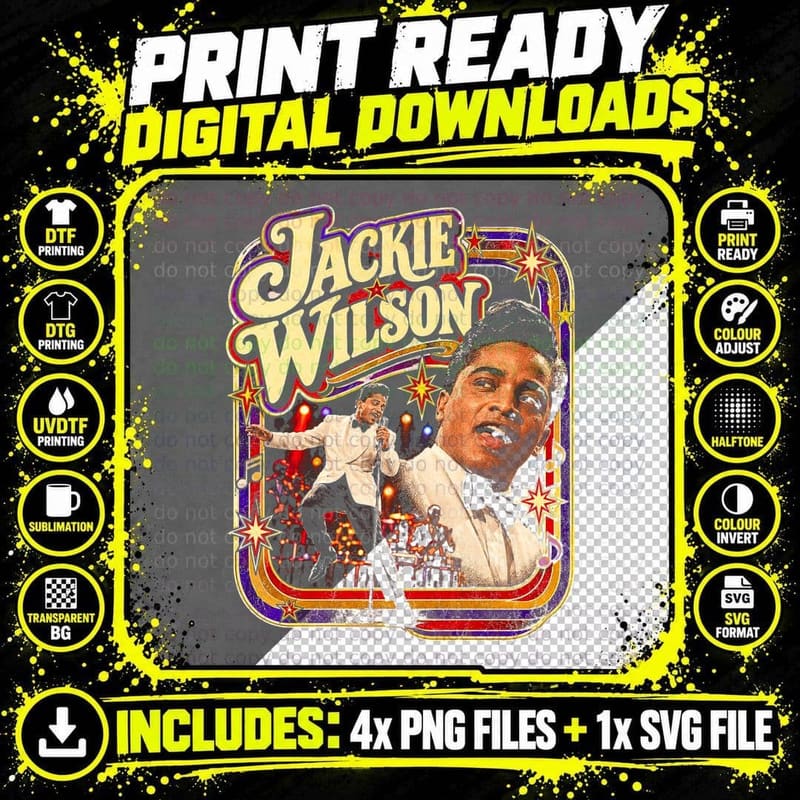 Jackie Wilson Vintage Soul Retro 1950s Rhythm and Blues Png SVG Digital Bundle