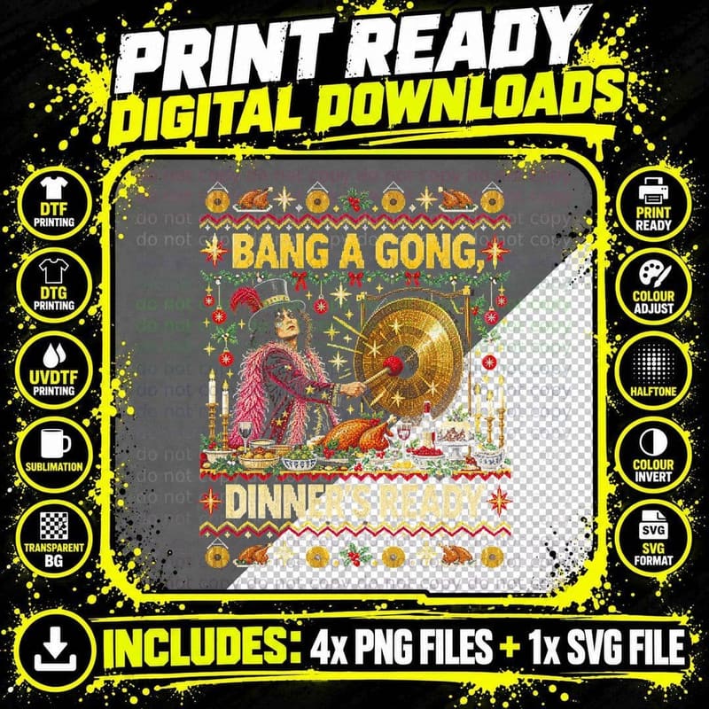 Marc Bolan — Bang a Gong, Dinner’s Ready Halftone T-Shirt Png SVG Digital Bundle