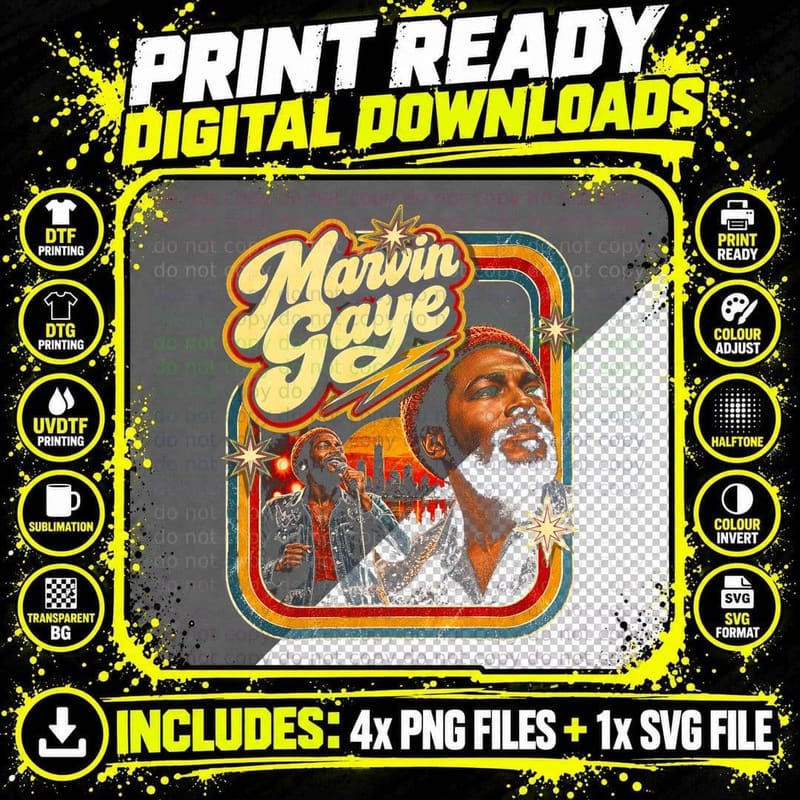 Marvin Gaye Whats Going On Vintage Soul Music Retro Png SVG Digital Bundle