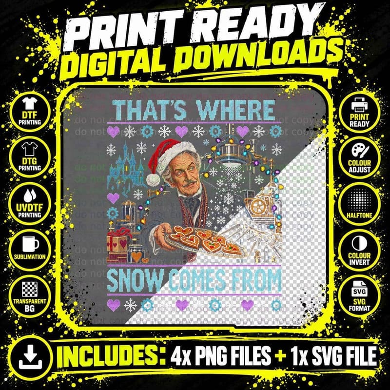 THAT'S WHERE SNOW COMES FROM Halftone T-Shirt Png SVG Digital Bundle