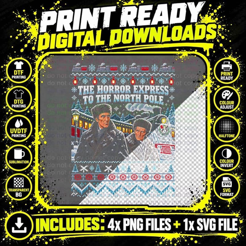 The Horror Express to the North Pole Halftone T-Shirt Png SVG Digital Bundle