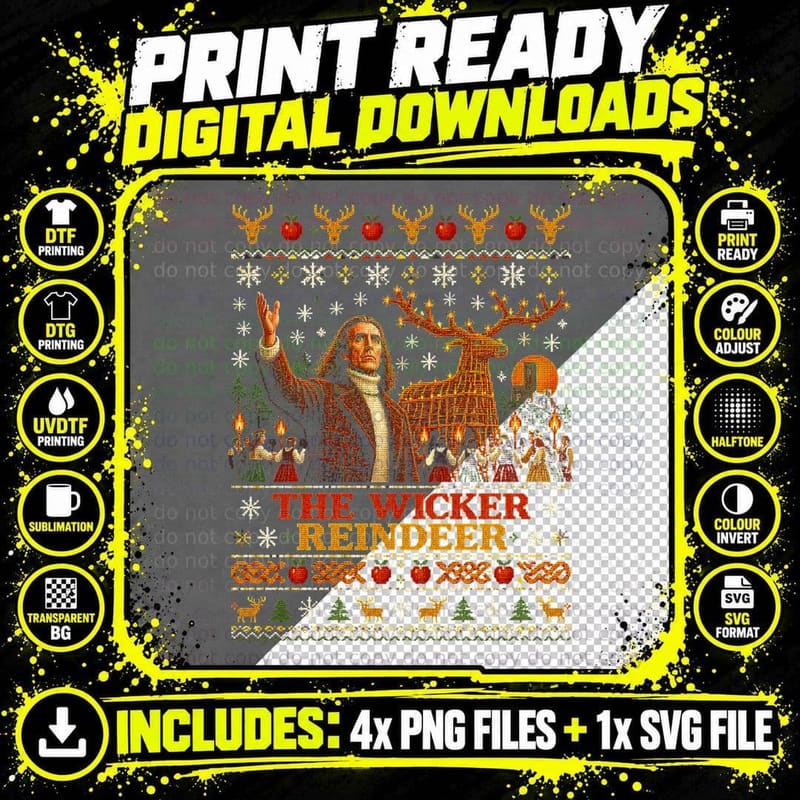 The Wicker Man Ugly Sweater Lord Summerisle Folk Horror Png SVG Digital Bundle