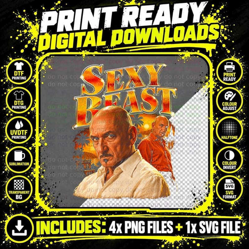 Sexy Beast Vintage Don Logan Ben Kingsley British Crime Png SVG Digital Bundle