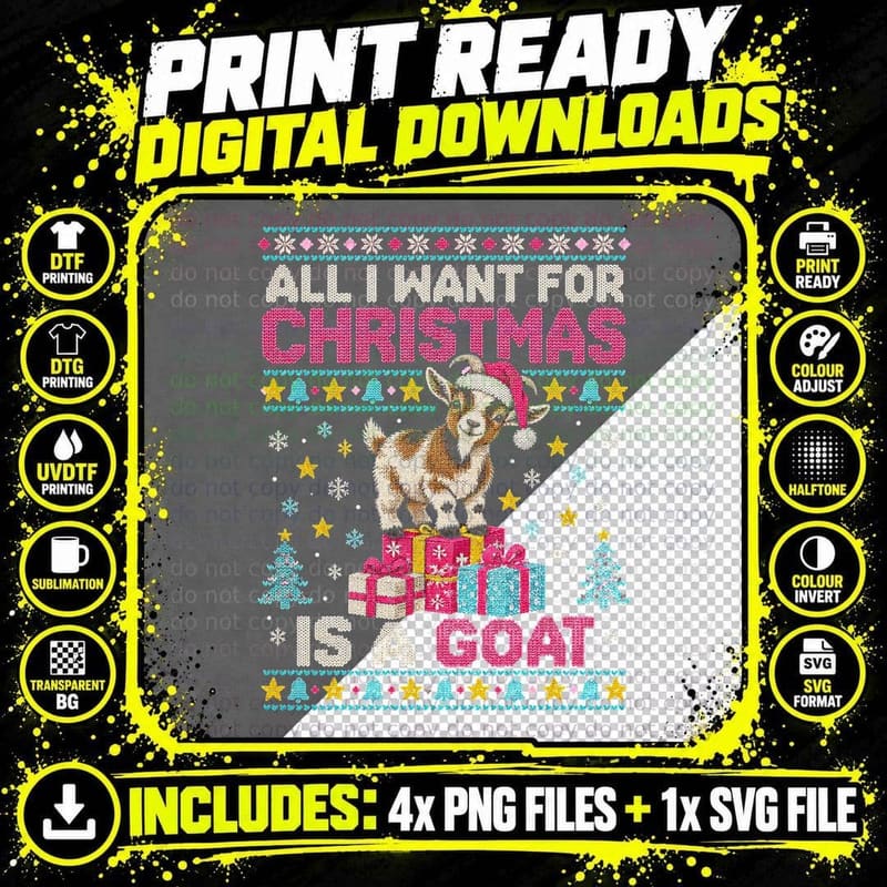 All I Want for Christmas Is a Goat Pygmy Kid Farm Ugly Png SVG Digital Bundle