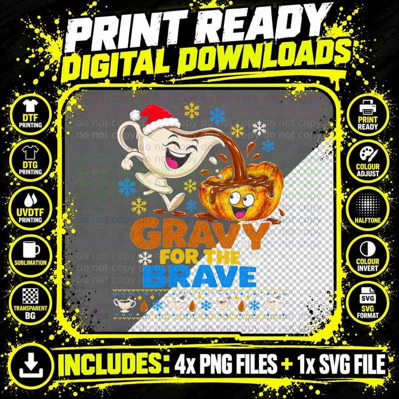 Gravy For The Brave Yorkshire Pudding Christmas Ugly Png SVG Digital Bundle