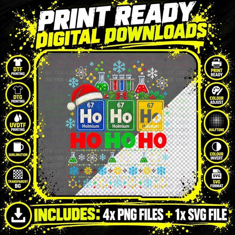 Holmium Periodic Table Christmas Chemistry Science Ugly Png SVG Digital Bundle