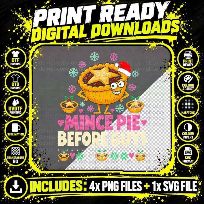 Mince Pie Before Guys Funny Christmas Ugly Sweater Xmas Png SVG Digital Bundle