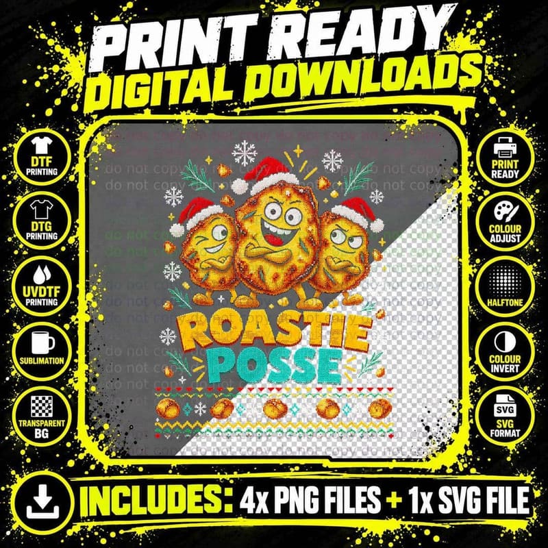 Roastie Posse Christmas Roast Potatoes Gang Funny Ugly Png SVG Digital Bundle