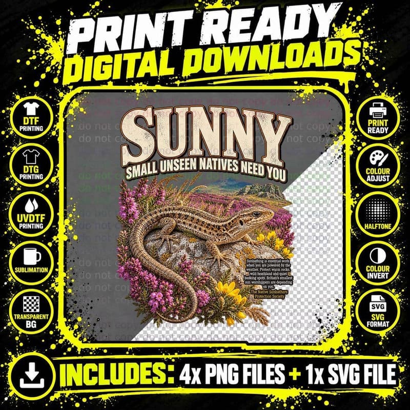 Sunny Small Unseen Natives Need You Common Lizard Png SVG Digital Bundle