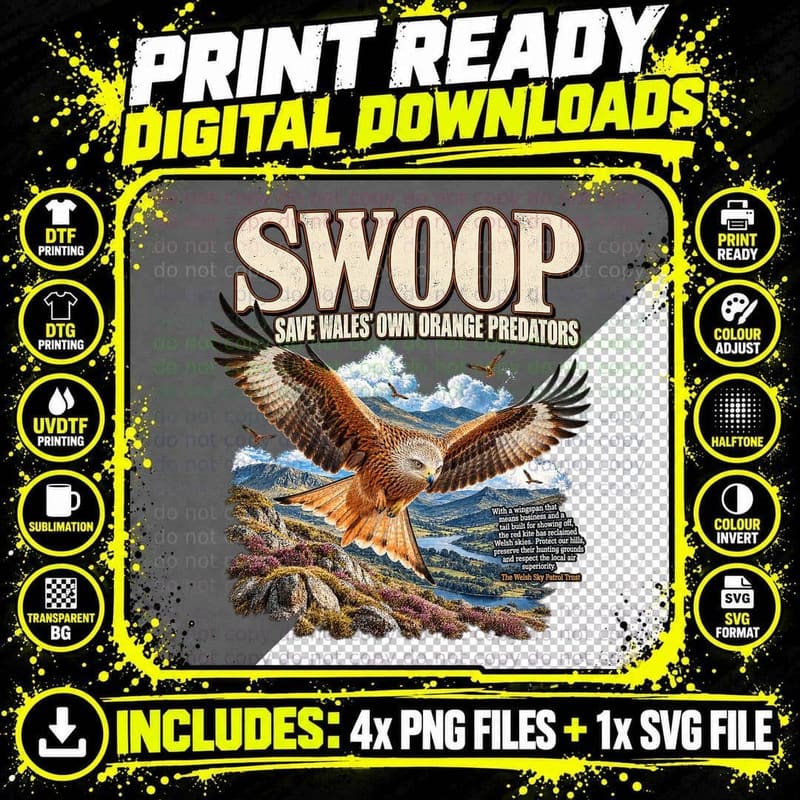 Swoop Save Wales Own Orange Predators Red Kite Bird of Png SVG Digital Bundle
